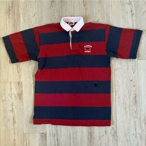 Vintage Barbarian Ravens Embroidered striped short sleeve Rugby Shirt